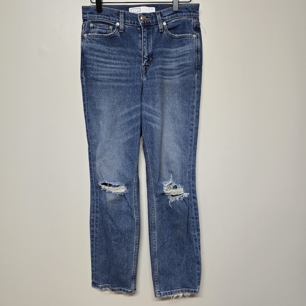 AYR‎ Yes Yes Yes High Rise Cropped Jean in Distressed Blue Denim Size 27 Waist